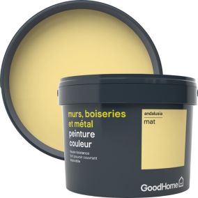 Peinture résistante murs, boiseries et métal GoodHome jaune Andalusia mat 2,5L