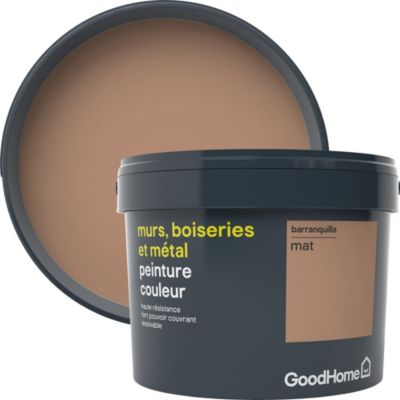 Peinture résistante murs, boiseries et métal GoodHome marron Barranquilla mat 2,5L
