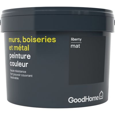 Peinture résistante murs, boiseries et métal GoodHome noir Liberty mat 2,5L