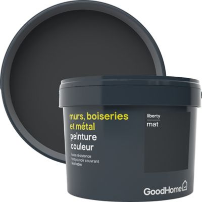 Peinture résistante murs, boiseries et métal GoodHome noir Liberty mat 2,5L