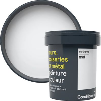 Peinture résistante murs, boiseries et métal GoodHome North pole blanc 0,75L