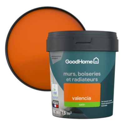 Peinture résistante murs, boiseries et métal GoodHome orange Valencia satin 0,75L