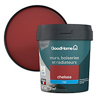 Peinture résistante murs, boiseries et métal GoodHome rouge Chelsea mat 0,75L