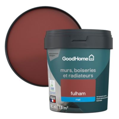 Peinture résistante murs, boiseries et métal GoodHome rouge Fulham mat 0,75L