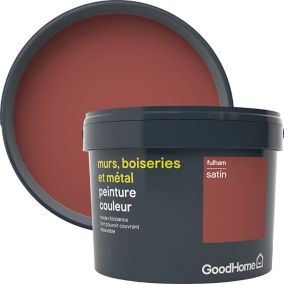 Peinture résistante murs, boiseries et métal GoodHome rouge Fulham satin 2,5L