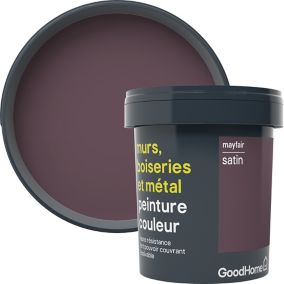 Peinture résistante murs, boiseries et métal GoodHome rouge Mayfair satin 0,75L