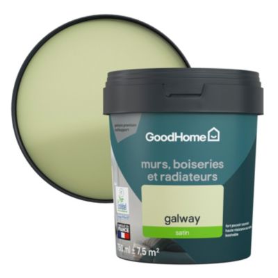 Peinture résistante murs, boiseries et métal GoodHome vert Galway satin 0,75L