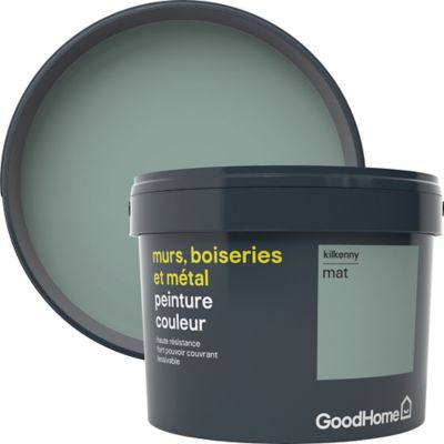 Peinture résistante murs, boiseries et métal GoodHome vert Kilkenny mat 2,5L