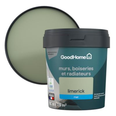 Peinture résistante murs, boiseries et métal GoodHome vert Limerick mat 0,75L