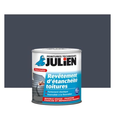 Peinture revêtement d'étanchéité toitures fortement élastique Julien mat gris ardoise 2,5L