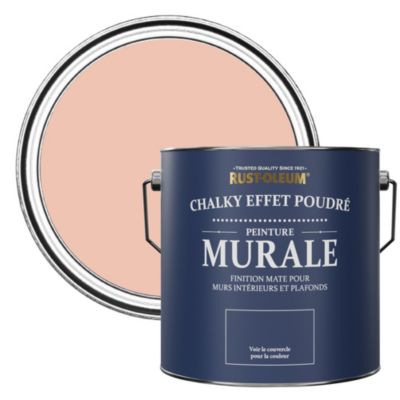 Peinture Rose pour Murs et Plafonds mat profond Chalky - RUST-OLEUM - Corail 2,5 L