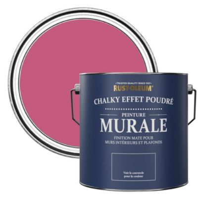 Peinture Rose pour Murs et Plafonds mat profond Chalky - RUST-OLEUM - Framboise 2,5 L