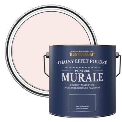 Peinture Rose pour Murs et Plafonds mat profond Chalky - RUST-OLEUM - Rose de Chine 2,5 L