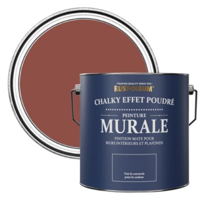 Peinture Rouge pour Murs et Plafonds mat profond Chalky - RUST-OLEUM - Rouge Brique 2,5 L