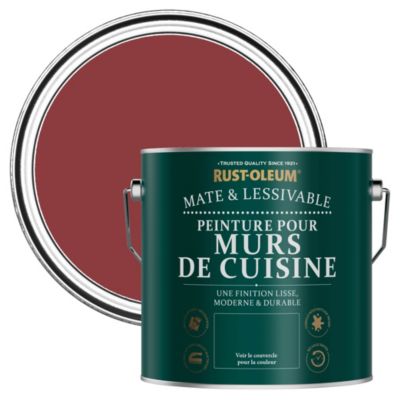 Peinture Rouge Résistante aux projections et lessivable pour Murs de Cuisine, Mate - RUST-OLEUM - Bordeaux 2,5 L