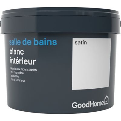 Peinture salle de bains GoodHome blanc satin 2,5L