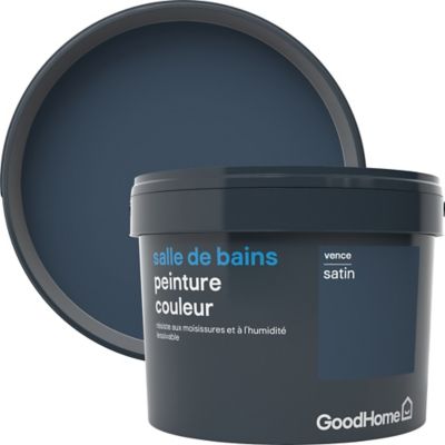 Peinture salle de bains GoodHome bleu Vence satin 2,5L