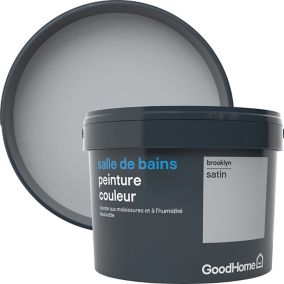 Peinture salle de bains GoodHome gris Brooklyn satin 2,5L