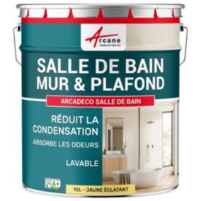 Peinture salle de bains mur et plafond :ARCADÉCO SALLE DE BAIN Jaune éclatant RAL 095 90 50 - 10 L - ARCANE INDUSTRIES