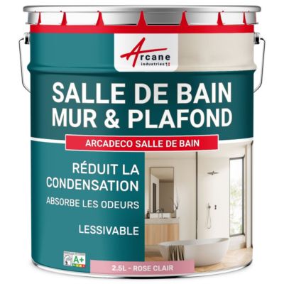 Peinture salle de bains mur et plafond :ARCADÉCO SALLE DE BAIN Rose Clair - RAL 3015 - 2.5 L - ARCANE INDUSTRIES