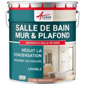 Peinture salle de bains mur et plafond :ARCADÉCO SALLE DE BAIN Rouge beige - RAL 3012 - 2.5 L - ARCANE INDUSTRIES