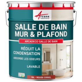 Peinture salle de bains mur et plafond :ARCADÉCO SALLE DE BAIN Rouge corail -  RAL 3016 - 10 L - ARCANE INDUSTRIES