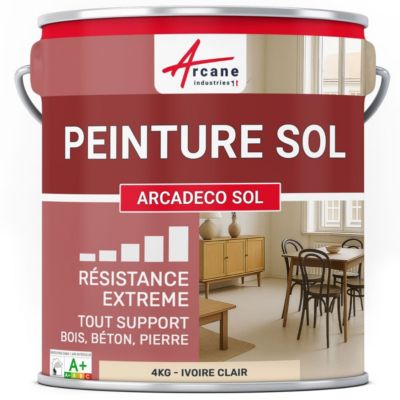 Peinture Sol ARCADÉCO  : béton, bois, lino, parquet, ragréage Ivoire Clair - RAL 1015 - 4 kg - ARCANE INDUSTRIES