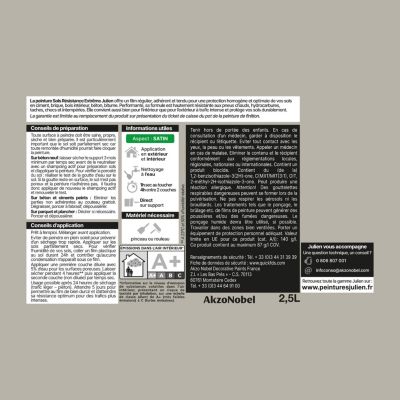 Peinture sol extérieur gris soie satin Julien 2.5 L