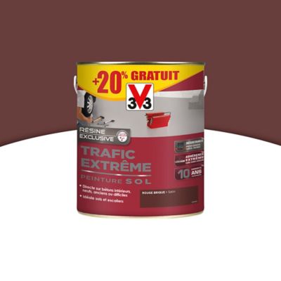 Peinture sol Int/ext trafic extrême Rouge brique 2,5L + 20 Castorama