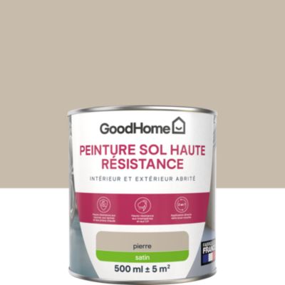 Peinture sol intérieur et extérieur abrité beige pierre satin GoodHome Haute résistance 0.5 L