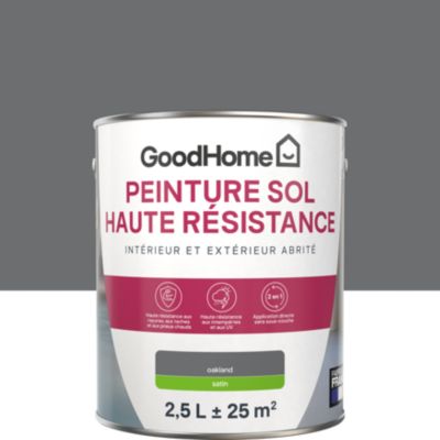 Peinture sol intérieur et extérieur abrité gris oakland satin GoodHome Haute résistance 2.5 L