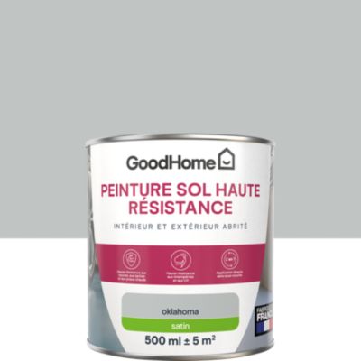 Peinture sol intérieur et extérieur abrité gris oklahoma satin GoodHome Haute résistance 0.5 L