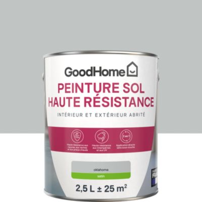 Peinture sol intérieur et extérieur abrité gris oklahoma satin GoodHome Haute résistance 2.5 L