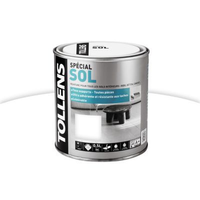 Peinture sol intérieur Tollens coloris blanc 0,5 L