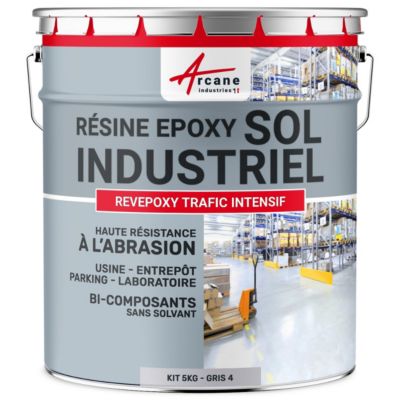 PEINTURE SOL - Résine Epoxy : REVEPOXY TRAFIC INTENSIF Telegris 4 - RAL 7047 - 5 Kg  - ARCANE INDUSTRIES