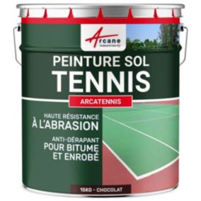PEINTURE TENNIS - ARCATENNIS. Chocolat Marron Foncé - 15 kg (jusqu'à 30 m² en 2 couches) - ARCANE INDUSTRIES