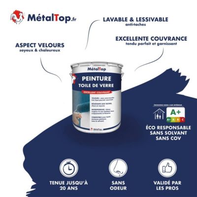 Peinture Toile De Verre - Gris noir - RAL 7021 - 5 L - Métaltop