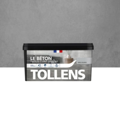 Peinture Tollens effet béton gris souris clair 2L