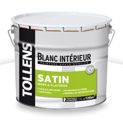 Peinture blanche satin mur et plafond 10l