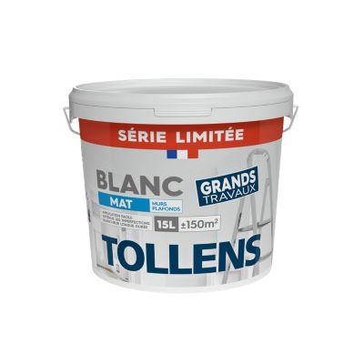 Peinture Tollens murs et plafonds grands travaux blanc mat 15L