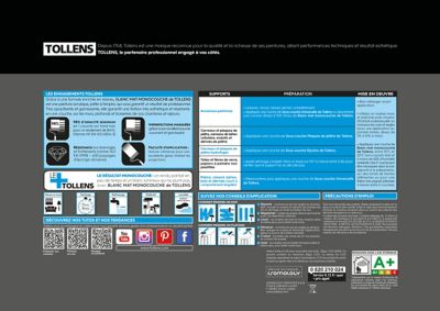 Peinture Tollens premium monocouche murs, plafonds et boiseries blanc mat 5L
