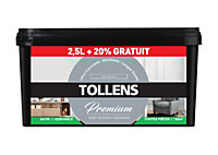 Peinture Tollens premium monocouche murs, plafonds et boiseries gris moyen 2,5L +20% gratuit