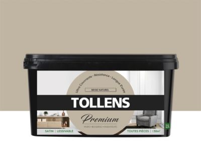 Peinture Tollens premium murs, boiseries et radiateurs beige naturel satin 2,5L