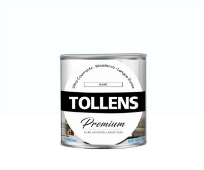 Peinture Tollens premium murs, boiseries et radiateurs blanc mat 0,75L