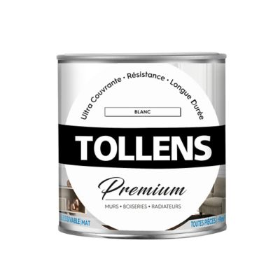 Peinture Tollens premium murs, boiseries et radiateurs blanc mat 0,75L