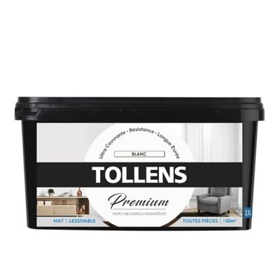 Peinture Tollens premium murs, boiseries et radiateurs blanc mat 2,5L