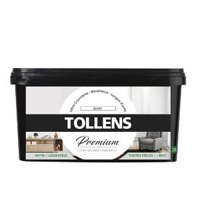 Peinture Tollens premium murs, boiseries et radiateurs blanc satin 2,5L