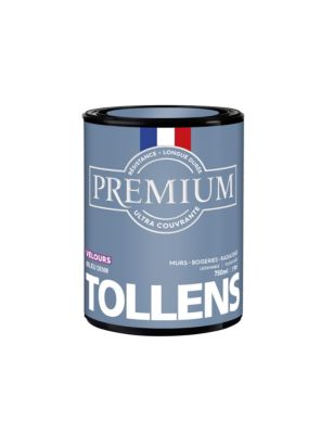 Peinture Tollens premium murs, boiseries et radiateurs bleu denim velours 750ml