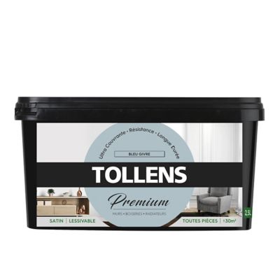 Peinture Tollens premium murs, boiseries et radiateurs bleu givré satin 2,5L