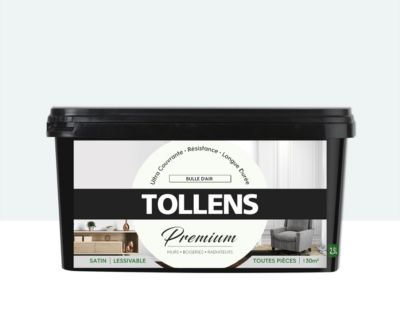 Peinture Tollens premium murs, boiseries et radiateurs bulle d'air satin 2,5L